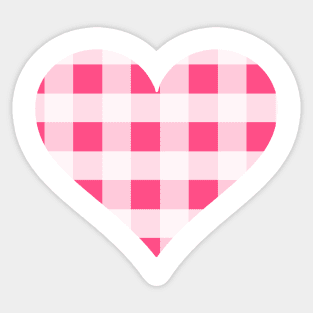 Bright Pink and White Buffalo Plaid Heart Sticker